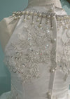 Christie Helene Custom Made Couture Beaded Lace, Silk Organza Gown Belize