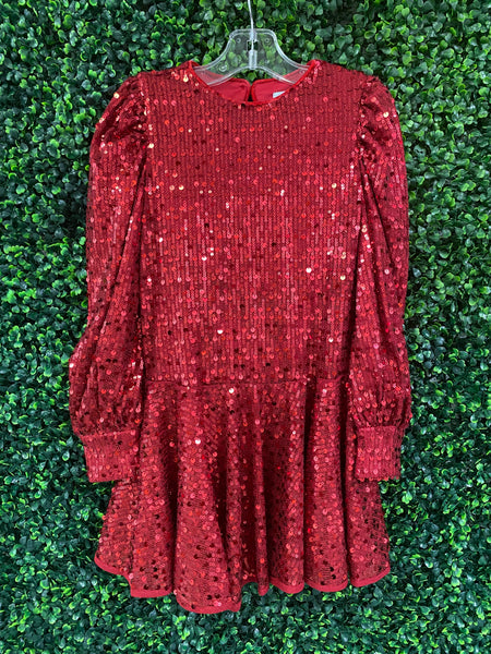 strapless open back dress Abel & Lula Ruby Red Sequin Dress 5538 4 / Ruby Red