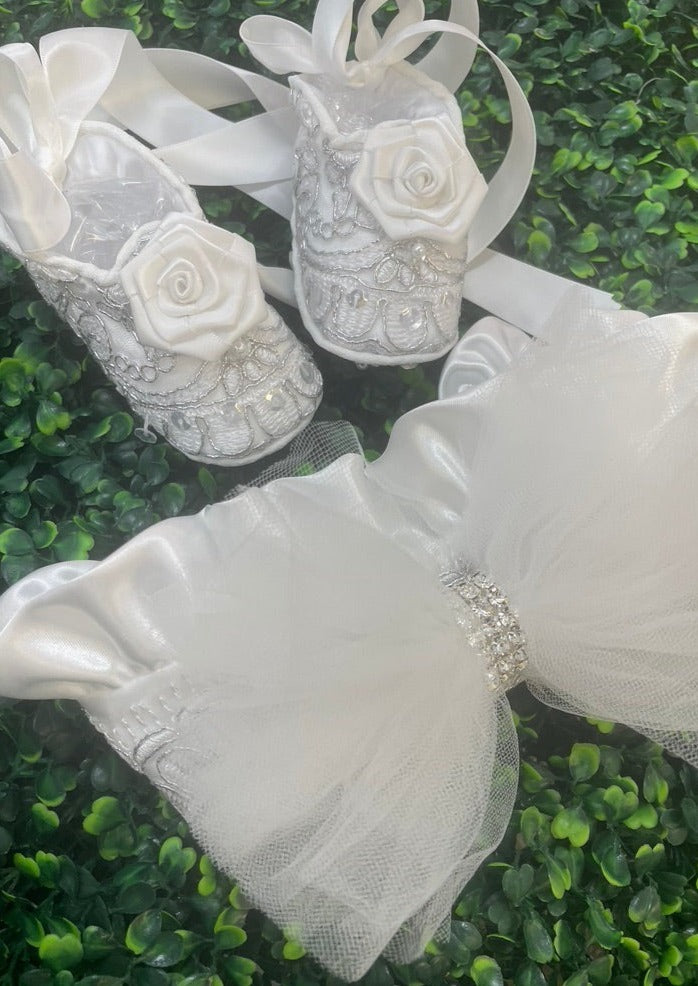 Piccolo Bacio Couture Girls’ Baptism Gown Sabrina White