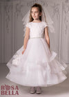 Rosabella Short Sleeve Lace Tiered Tulle Gown-RB299