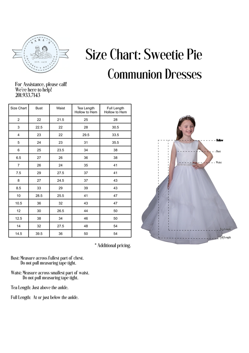 Sweetie Pie Lace Short Sleeve Lace Long Gown With Tiered Skirt - 4092 Size Chart