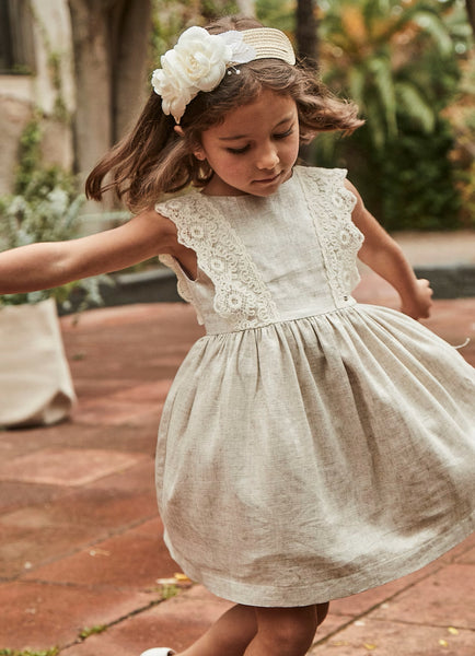 Mayoral Girls' Linen and Lace Dress 3910 – Sara's Children's Boutique