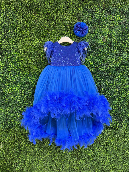 Royal Blue Feather Party Dress – Sara's Children's Boutique