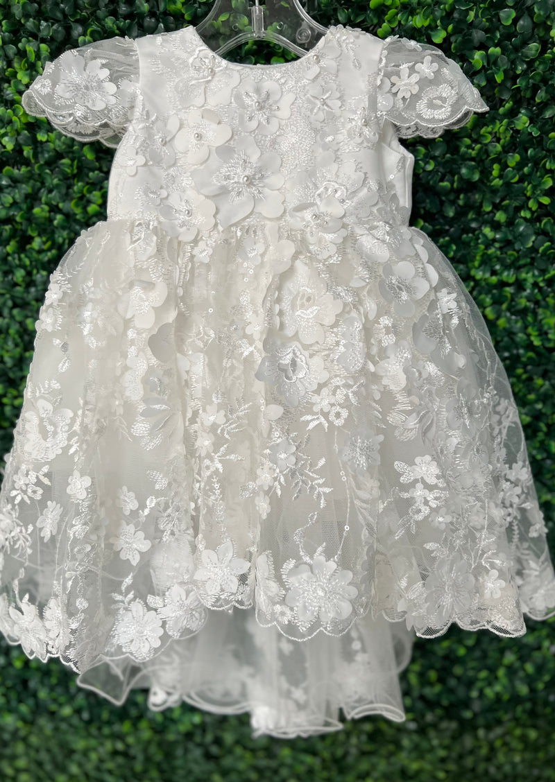 Princess Daliana Flutter Sleeve Off White Christening Gown Y2070UF