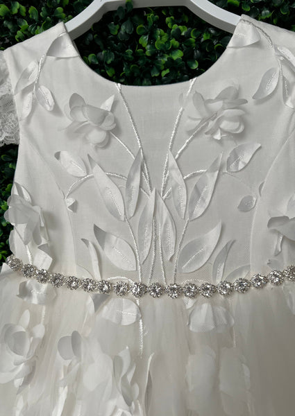 Teter Warm White Petal Organza Flower Girl Dress- FS21 One Size / Rhinestone Belt Teter Warm White Petal Organza Flower Girl Dress- FS21 One Size / Rhinestone Belt