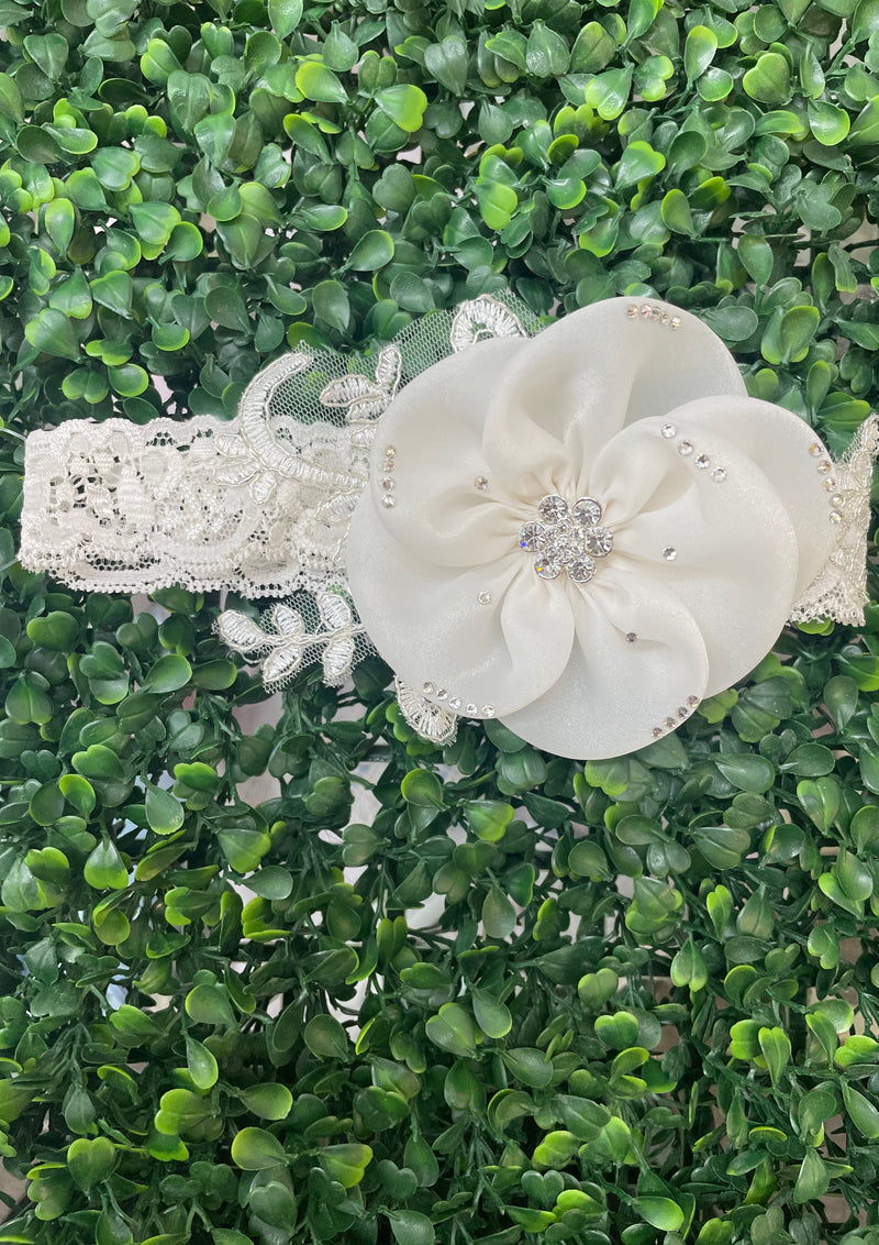 Accessories by Adriana Organza Flower with Metallic Lace Headband HB196