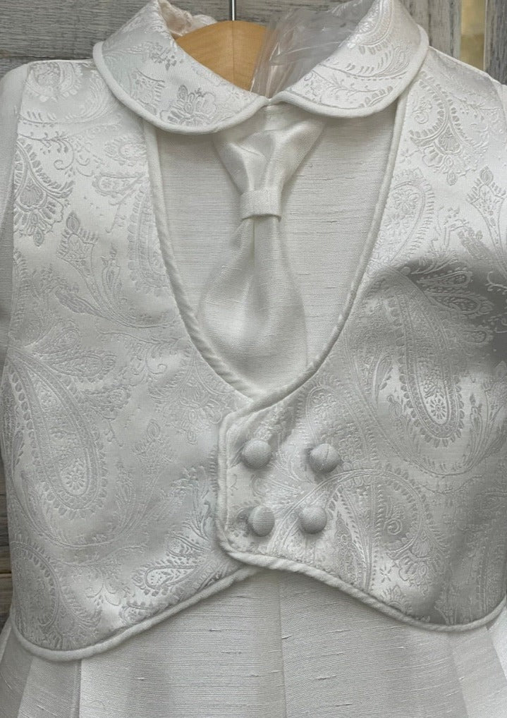 Piccolo Bacio Boys' Baptism Anton Outfit with Jacquard Vest