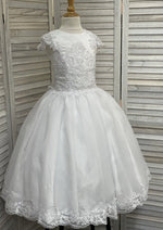 Nan & Jan Satin and Tulle Communion Dress with Sequins 32051