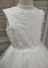 Joan Calabrese White Tea Length Beaded Lace Communion Dress 119378