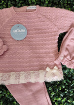 Juliana Girls’ Pink Knit 3 Piece Outfit - J4048