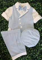 Bimbalo 5 Piece Light Blue Shorts and Vest Outfit with Cap - 4717