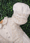 Piccolo Bacio Boys' Silk Baptism Gold Frank Outfit with Gold Jacquard Vest