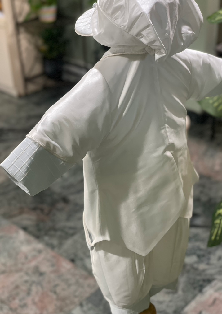 Piccolo Bacio Boys' Feliciano Baptism Outfit with Subtle Contrast