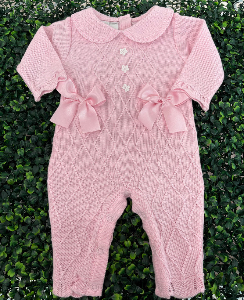 Dolce Goccia Knit Baby Girl Pink Romper