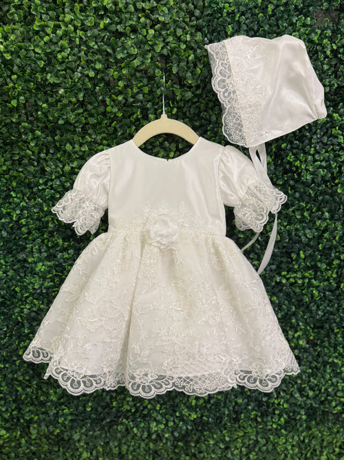 Macis Design Girls’ Taffeta and Lace Christening Dress CH1294