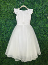 Joan Calabrese White 3D Rosette Lace Communion Dress 125512