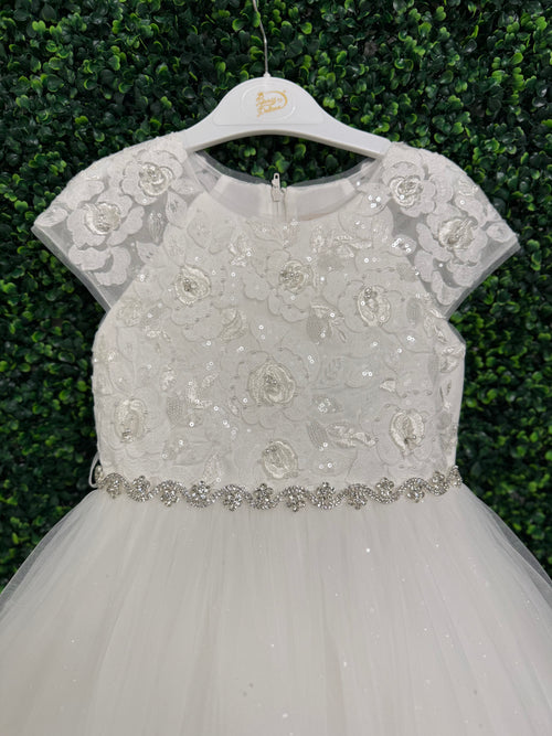 Princess Daliana Girls’ Rosette Lace Long Gown - Z25069