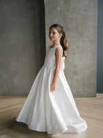 Teter Warm Satin Box Pleat Gown With Bow Back MK12