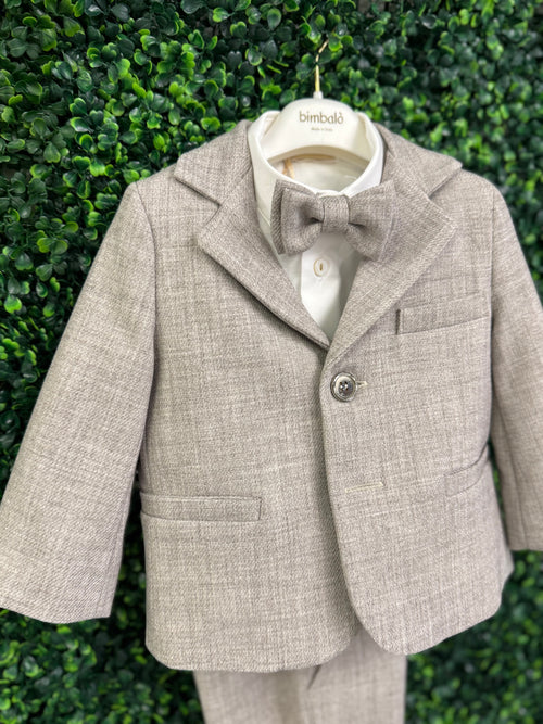 Bimbalo Boys’ Greige Woven Four Piece Suit Set