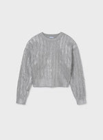 Mayoral Girls’ Silver Shimmer Knit Skirt Set Plus Size 7309