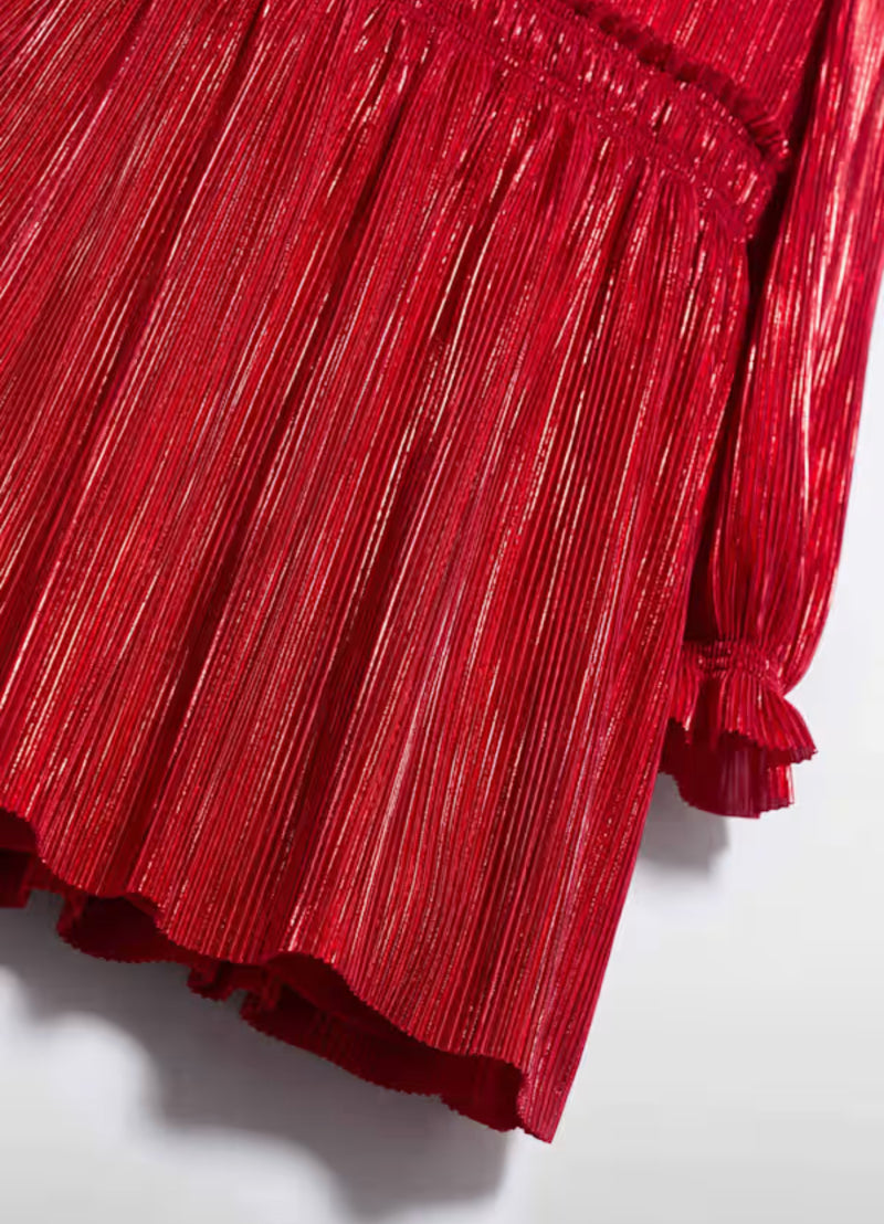 Abel & Lula Ruby Red Pleated Knit Dress 5530