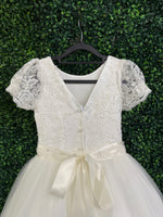 Nan & Jan Lace Cap Sleeve Communion Long Gown - Kelly