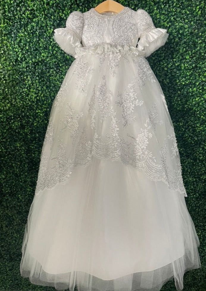 Piccolo Bacio Couture Girls’ Baptism Gown - Sabrina White