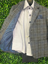 Leo & Zachary Boys Blue and Grey Plaid 3 Piece Suit 5451