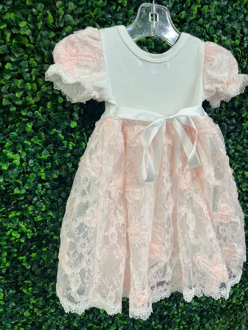 Bebe Gabrielle Girls’  Pink Rossete Lace Changing Outfit 3846-2