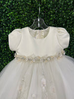 Nan & Jan Ivory Satin and Tulle Floral Dress 3812