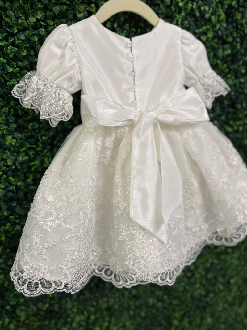 Macis Design Girls’ Taffeta and Lace Christening Dress CH1294