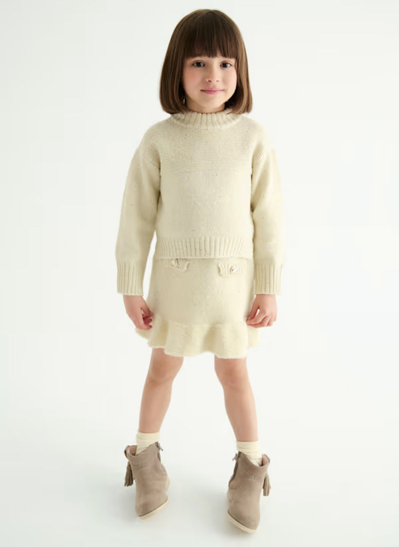Abel & Lula Girls’ Glitter Mock Neck Two Piece Sweater Set 5543