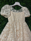 Princess Daliana Girls’ Champagne and Ivory Floral Lace Dress - D24208