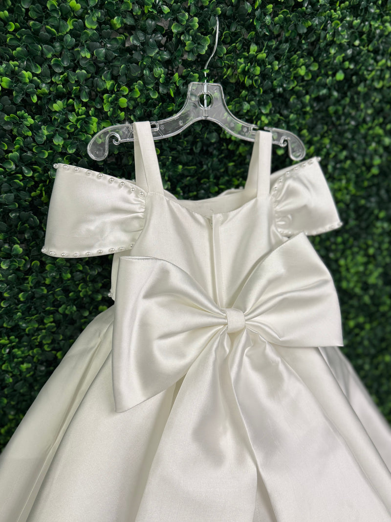 Princess Daliana White High Low Bow Gown D24465