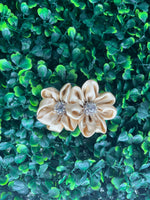 Floral Organza Rhinestone Clip