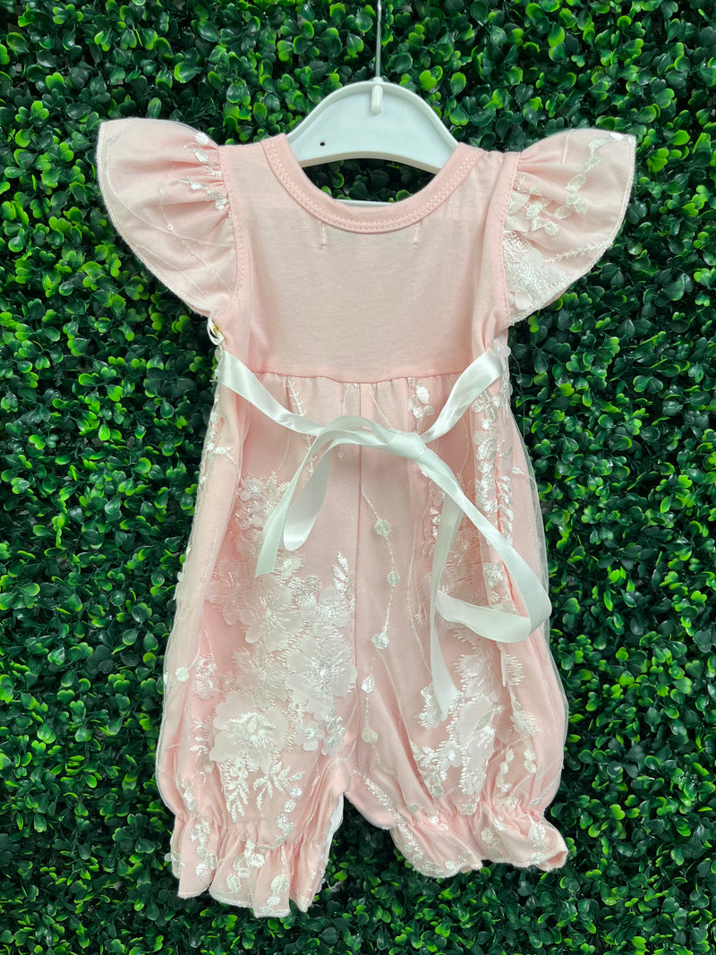 Bebe Gabrielle Pink Cotton Newborn Romper