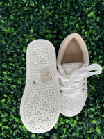 Girls’ White Glitter Sneaker with Ribbon Laces - S189B
