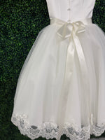 Nan & Jan Satin Bodice Drop Waist Long Communion Dress - Alex