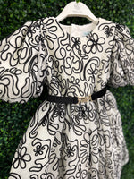 Abel & Lula Girls’ Black and White Embroidered Dress 5524