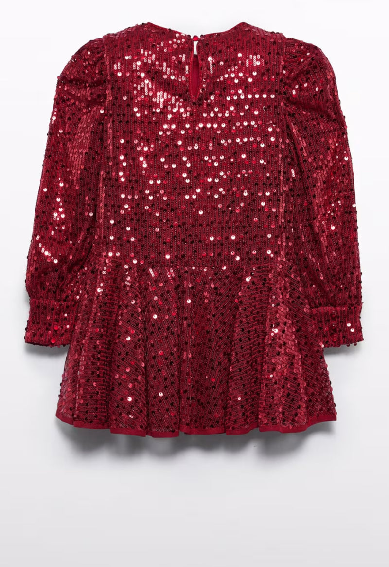Abel & Lula Ruby Red Sequin Dress 5538 – Sara's Children's Boutique