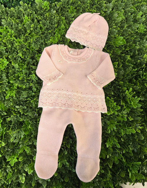 Mayoral Infant Girls’  Pink Cotton Knit Three Piece Outfit 2556