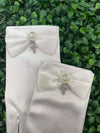 Bella Bow Girl’s White Satin Bow Gloves