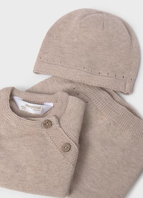 Mayoral Baby Taupe Knit Three Piece Outfit 9981