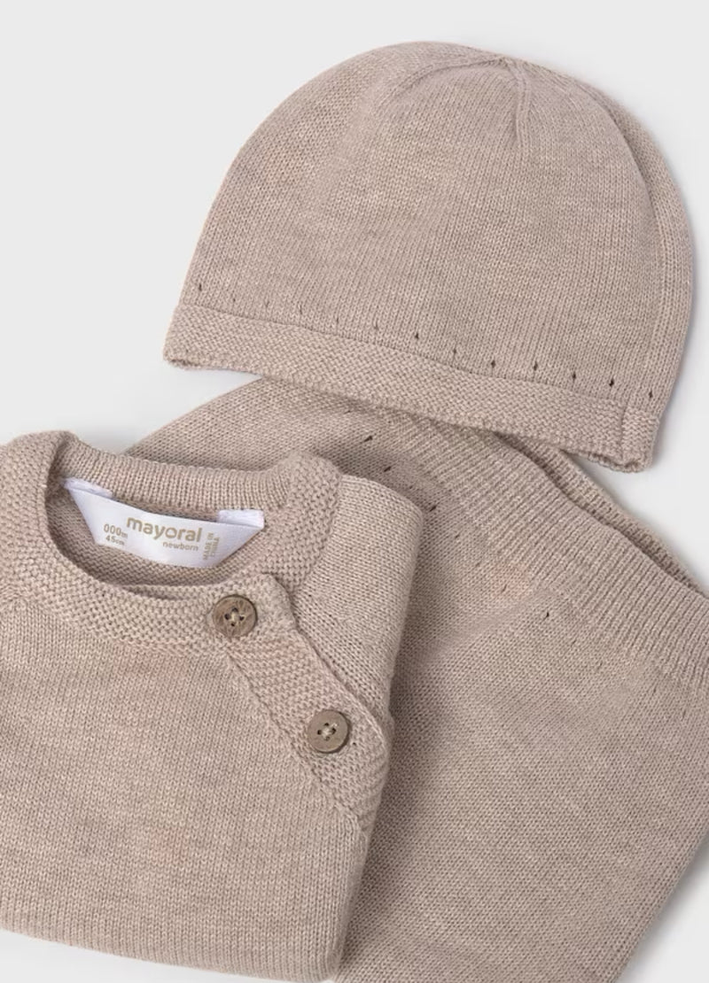 Mayoral Baby Taupe Knit Three Piece Outfit 9981