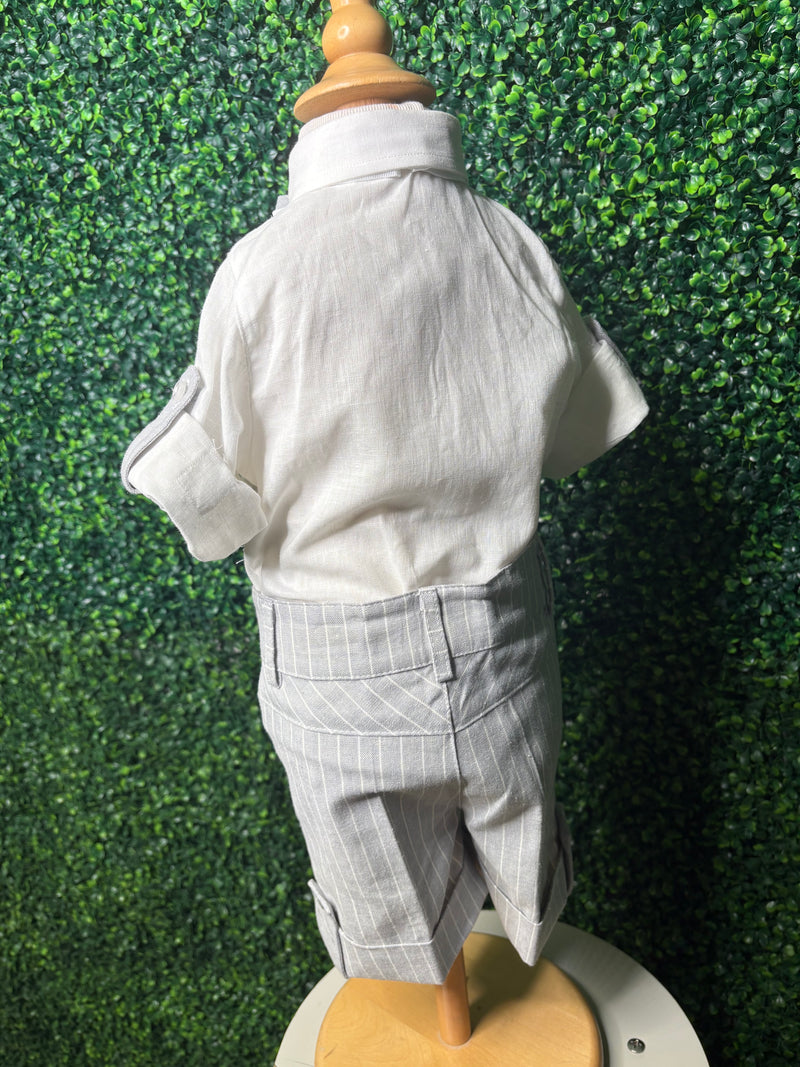 Michelina Bimbi 4 Piece Gray Linen Shorts and Vest Outfit