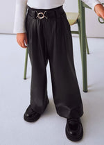 Mayoral Girls’ Knit Sweater and Faux Leather Wide Leg Pants Set 4304
