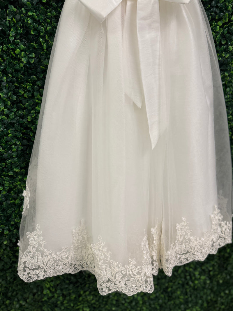 Macis Design Girls’ Rosette and Lace Christening Gown - CH280