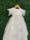 Piccolo Bacio Girls' Lace Flutter Sleeve Baptism Gown Nicolette