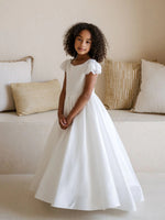 Teter Warm Satin Box Pleat Gown With Pearl Back Back SK10