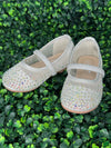 Girls’ Silver Mesh Flats with Rhinestone Detailing